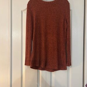 Rust Ribbed Long Sleeve Top